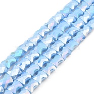 AB Color Plate Glass Beads Strands, Faceted Bamboo Stick, Cornflower Blue, 10.5~11x8x5mm, Hole: 1.4mm, about 60pcs/strand, 24.41~25.20''(62~64cm)(EGLA-P051-06A-B06)