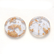 Cellulose Acetate(Resin) Charms, with Foil, Flat Round, Gold, 13.5x2~3.5mm, Hole: 1.5mm(KY-S161-017A)