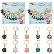 Alloy Enamel Tortoise Charm Locking Stitch Markers, Gold Tone 304 Stainless Steel Clasp Locking Stitch Marker, Mixed Color, 3.5cm, 5 colors, 3pcs/color, 15pcs/set(HJEW-PH01675)