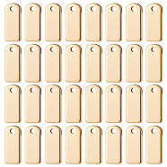 40Pcs Brass Charms, Rectangle Charm, Real 18K Gold Plated, 10x4.5x1mm, Hole: 1mm(KK-BBC0007-93)