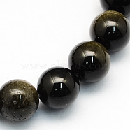 Natural Golden Sheen Obsidian Round Beads Strands, 6.5mm, Hole: 1mm, about 63pcs/strand, 15.5 inch(G-S157-6mm)