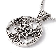 Alloy Trinity Knot Pendant Necklace with 201 Stainless Steel Box Chains, Gothic Jewelry for Men Women, Antique Silver & Stainless Steel Color, 23.62 inch(60cm)(NJEW-E016-05AS)