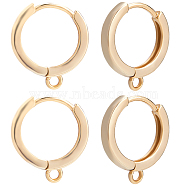 6 Pairs Rack Plating Brass Hoop Earring Findings, with Horizontal Loops, Long-Lasting Plated, Real 14K Gold Plated, 15.5x13.5x2mm, Hole: 1.5mm, Pin: 0.8mm(KK-CN0002-44)