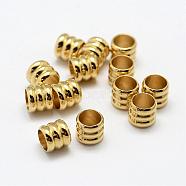 Brass Beads, Column, Nickel Free, Raw(Unplated), 6x5.5mm, Hole: 5mm(KK-P095-38)
