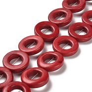 Synthetic Howlite Beads Strands, Dyed, Ring, FireBrick, 19.5~20x5mm, Hole: 1.4mm, about 197pcs/500g(TURQ-F018-12)