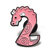 Number Enamel Pin, Electrophoresis Black Plated Alloy Dragon Pattern Brooch for Backpack Clothes, Num.2, 30.2x20.5x1.3mm, Pin: 1.1mm(JEWB-A008-01-2)