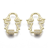 Brass Micro Pave Clear Cubic Zirconia Screw Carabiner Lock Charms, for Necklaces Making, Girl, Nickel Free, Real 18K Gold Plated, 28x22x2mm, Screw: 6x7mm(ZIRC-T013-07G-NF)