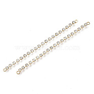 Brass Micro Cubic Zirconia Chain Links Connectors, Nickel Free, Real 18K Gold Plated, Cubic Zirconia Cup Chain, Clear, 67x2x2mm, Hole: 1.2mm(X-KK-N231-134-NF)