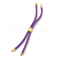 Nylon Cords Bracelet Makings Fit for Connector Charms, with Golden Brass Tree Slider Beads, Long-Lasting Plated, Indigo, 8-5/8 inch(22cm), Hole: 1.9mm(AJEW-P116-01G-10)
