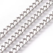 304 Stainless Steel Twisted Chains Curb Chain, Unwelded, for Men's Chain Necklace Making, with Spool, Stainless Steel Color, 5x4x1mm, about 164.04 Feet(50m)/roll(CHS-R001-1.0mm)