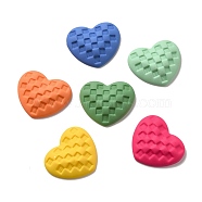Rubberized Style Opaque Resin Cabochons, Heart with Tartan Pattern, Mixed Color, 19x22.5x5mm(RESI-C013-14)