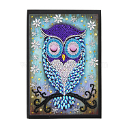 DIY Notebook Diamond Painting Kits, Including A5 Notebook, Resin Rhinestones, Diamond Sticky Pen, Tray Plate and Glue Clay, Owl Pattern, 207x142x8mm, 56 pages/book(DIAM-PW0004-110B)