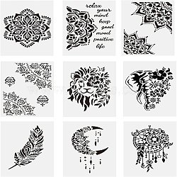 Plastic Reusable Drawing Painting Stencils Templates Sets, for Painting on Fabric Canvas Tiles Floor Furniture Wood, Mixed Patterns, 29.7x21cm, 9pcs/set(DIY-WH0172-031)