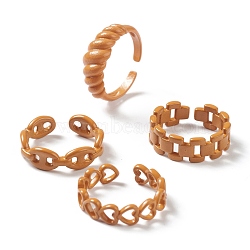 Spray Painted Brass Cuff Rings, Open Rings, Mixed Shapes, Peru, US Size 6~7 1/4(16.5~17.5mm)(RJEW-H545-I)
