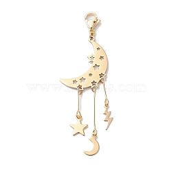 Alloy Pendant Decorations, Moon & Star & Sun & Lightning, Light Gold, 70mm(HJEW-JM01858)
