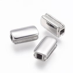 304 Stainless Steel Beads, Rectangle, Stainless Steel Color, 11x6.5x4mm, Hole: 2.5x3mm(STAS-E130-01P)