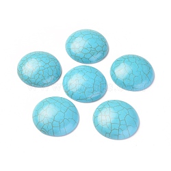 Synthetic Turquoise Cabochons, Dyed, Half Round, Deep Sky Blue, 30x8mm(TURQ-L031-035)