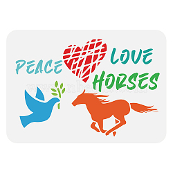 Plastic Drawing Painting Stencils Templates, for Painting on Scrapbook Fabric Tiles Floor Furniture Wood, Rectangle, Horse, 29.7x21cm(DIY-WH0396-592)