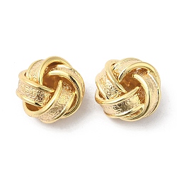 Brass Beads, Knot, Real 18K Gold Plated, 11.5x7mm, Hole: 2mm(KK-P234-44G)