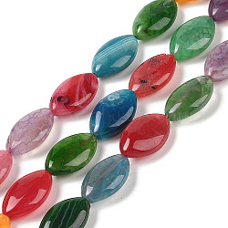 Natural Agate Beads Strands, Dyed & Heated, Horse Eye, Mixed Color, 19.5x12x6mm, Hole: 1.2mm, about 21pcs/strand, 16.34''(41.5cm)(G-P535-E01-01)