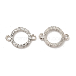 Alloy Connector Charms with Crystal Rhinestone, Ring Links, Nickel, Platinum, 16x23x2.5mm, Hole: 2.4mm(FIND-H039-81P)