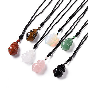 Gemstone Pendant Necklace with Nylon Cord for Women, 31.89~34.65 inch(81~88cm)