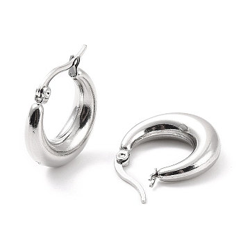 304 Stainless Steel Chunky Hoop Earrings for Women, Stainless Steel Color, 21x20x6mm, Pin: 0.6mm