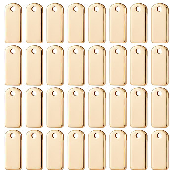 40Pcs Brass Charms, Rectangle Charm, Real 18K Gold Plated, 10x4.5x1mm, Hole: 1mm