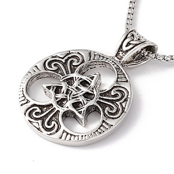 Alloy Trinity Knot Pendant Necklace with 201 Stainless Steel Box Chains, Gothic Jewelry for Men Women, Antique Silver & Stainless Steel Color, 23.62 inch(60cm)