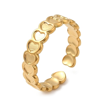 304 Stainless Steel Finger Rings, Open Cuff Ring for Women, Golden, Heart, US Size 7 1/4(17.5mm), 5mm