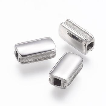 304 Stainless Steel Beads, Rectangle, Stainless Steel Color, 11x6.5x4mm, Hole: 2.5x3mm