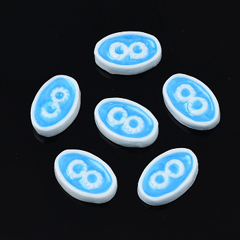 Opaque Resin Cabochons, with Enamel, Oval with Infinity, Deep Sky Blue, 10x7x2.5mm