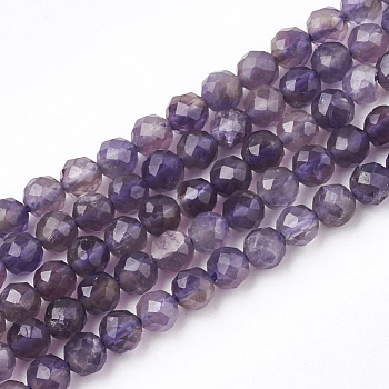 Natural Amethyst Beads Strands, Faceted, Round, 1/8 inch(3mm), Hole: 0.6mm, about 110pcs/strand, 15.7 inch(40cm)