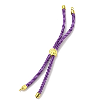 Nylon Cords Bracelet Makings Fit for Connector Charms, with Golden Brass Tree Slider Beads, Long-Lasting Plated, Indigo, 8-5/8 inch(22cm), Hole: 1.9mm