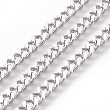 304 Stainless Steel Twisted Chains Curb Chain, Unwelded, for Men's Chain Necklace Making, with Spool, Stainless Steel Color, 5x4x1mm, about 164.04 Feet(50m)/roll
