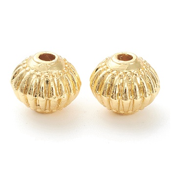 Rack Plating Alloy Corrugated Beads, Lead Free & Cadmium Free, Long-Lasting Plated, Lantern, Real 18k Gold Plated, 8x6.5mm, Hole: 1.5mm