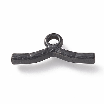 304 Stainless Steel Toggle Clasps Parts, Textured, Bar, Electrophoresis Black, 18x6x2mm, Hole: 2mm