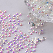 Glass Flat Back Rhinestone, Grade A, Back Plated, Faceted, Half Round, Crystal AB, 6.3~6.5mm, about 288pcs/bag(RGLA-C002-SS30-100A)