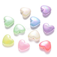 Opaque Acrylic Beads, AB Color Plated, Heart, Mixed Color, 14x15.5x5mm, Hole: 1.6mm, about 840pcs/500g(SACR-R250-20)