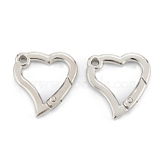 Zinc Alloy Spring Gate Rings, Heart Rings, Platinum, 31x29x4mm, Hole: 3mm(PALLOY-L233-05A-P)