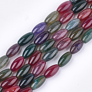 Natural Agate Beads Strands, Dyed, Rice, Mixed Color, 15~16x8mm, Hole: 1mm, about 23~24pcs/strand, 14.1 inch~14.7 inch(G-T121-01)