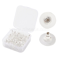 100Pcs Iron Clutch Earring Backs, with Silicone Pads, Ear Nuts, Silver, 11x6mm(FIND-YW0004-11)