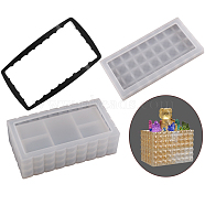 DIY Silicone Stackable Faceted Storage Box Molds, Resin Casting Molds, for UV Resin, Epoxy Resin Jewelry Making, Rectangle, 87~108x166~187x4~51mm(X-SIMO-PW0011-28A)