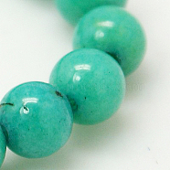 Natural Mashan Jade Round Beads Strands, Dyed, Dark Turquoise, 4mm, Hole: 1mm, about 98pcs/strand, 15.7 inch(G-D263-4mm-XS15)
