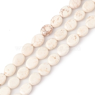 Natural Howlite Beads Strands, Flat Oval, Linen, 9x7~8x3~4mm, Hole: 0.6mm, about 43pcs/strand, 15.35''~15.71''(39~39.9cm)(G-P494-B02)