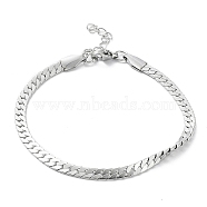 304 Stainless Steel Curb Chain Bracelet, Stainless Steel Color, 7 inch(17.7cm)(BJEW-K226-01D-P)