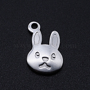201 Stainless Steel Bunny Pendants, Rabbit, Stainless Steel Color, 15x10x1.5mm, Hole: 1.6mm(STAS-S105-T837)