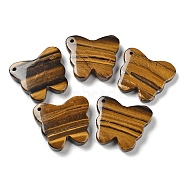 Natural Tiger Eye Pendants, Butterfly Charms, 27.5~30x32~34x8mm, Hole: 2mm(G-D087-01A)