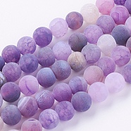 Natural Weathered Agate Beads Strands, Dyed, Frosted, Round, Dark Violet, 8mm, Hole: 1mm, about 46pcs/strand, 15 inch(X-G-G589-8mm-06)