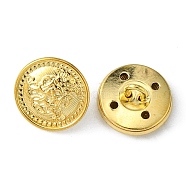 Brass Shank Buttons, Flat Round with Flower Pattern, Golden, 15mm(BUTT-TAC0003-01A-G)